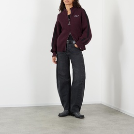 Stripe Jacquard Zip-Through Sweater