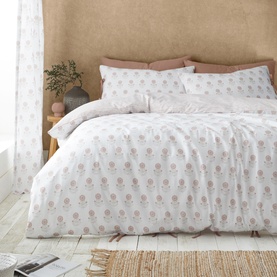 Woodblock Duvet Set Floral Clay