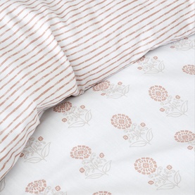 Woodblock Duvet Set Floral Clay