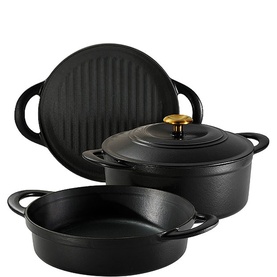 Enamelled Cast Iron Nesting Four-Piece Cookware Set 26cm Black