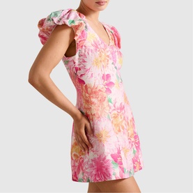 Elyssa Puff Sleeve Floral Mini Dress