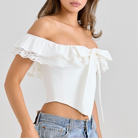 Aria Off-The-Shoulder Frill Corset Top