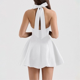 Loulette Halterneck Bow Mini Dress