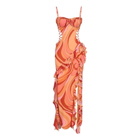 Lumira Swirl Ruffle Cut Out Dress
