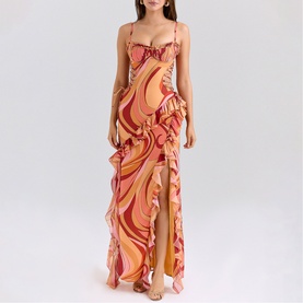 Lumira Swirl Ruffle Cut Out Dress
