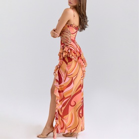 Lumira Swirl Ruffle Cut Out Dress