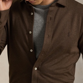 Houndstooth Polo Player Logo Shirt