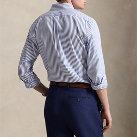 Striped Poplin Pony Logo Shirt