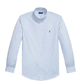 Striped Poplin Pony Logo Shirt