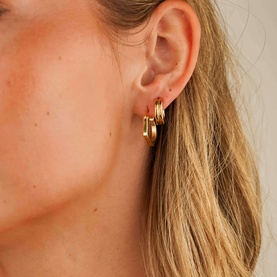 Golden Barrel Huggie Earrings