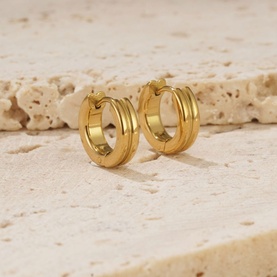 Golden Barrel Huggie Earrings