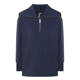 Peaceful Ribbed Half-Zip Cropped Sweatshirt