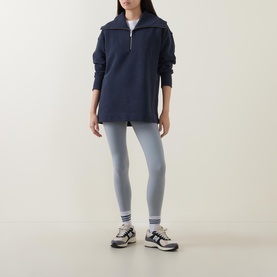 Peaceful Ribbed Half-Zip Cropped Sweatshirt