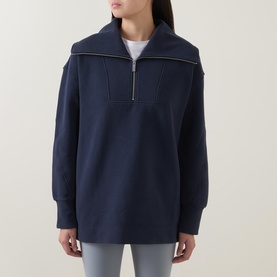 Peaceful Ribbed Half-Zip Cropped Sweatshirt