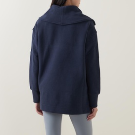 Peaceful Ribbed Half-Zip Cropped Sweatshirt