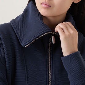 Peaceful Ribbed Half-Zip Cropped Sweatshirt