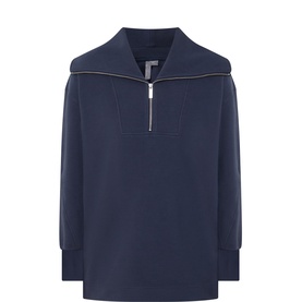 Peaceful Ribbed Half-Zip Cropped Sweatshirt