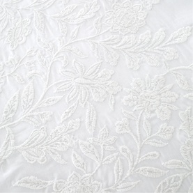 Embroided Floral Duvet Set White