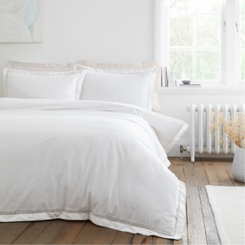 Oxford Lace Trim Duvet Set White