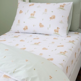 Mini Moo Fitted Sheet White