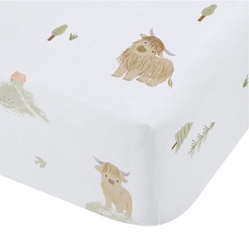 Mini Moo Fitted Sheet White