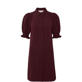 Candice Scalloped Mini Shirt Dress