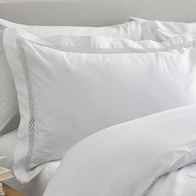 Classic Lattice Lace Duvet Set White