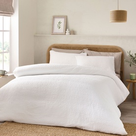 Crinkle Seersucker Duvet Set White