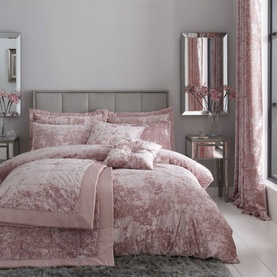 Crushed Velvet Duvet Set Blush