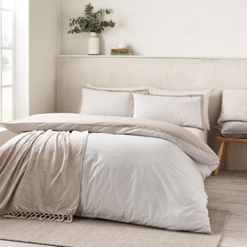 Oxford Pinstripe Duvet Set Natural