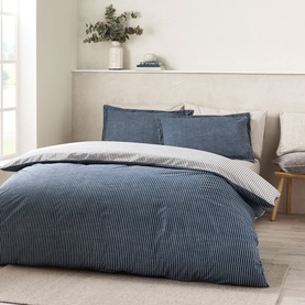 Oxford Pinstripe Duvet Set Navy
