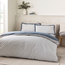 Oxford Pinstripe Duvet Set Navy