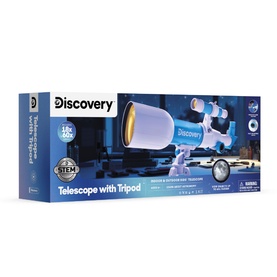 FAO Discovery Mindblown Early Explorers Toy Telescope & Tripod in packaging, showing white and blue telescope with adjustable tripod, STEM toy