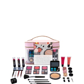 FAO Schwarz 30-Piece Ultimate Make-Up Kit in pink zip case with eyeshadow palettes, lipsticks, brushes, blushes and highlighter