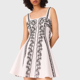 Short Embroidered Strap Dress