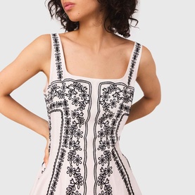 Short Embroidered Strap Dress