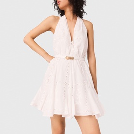 Embroidered Backless Dress