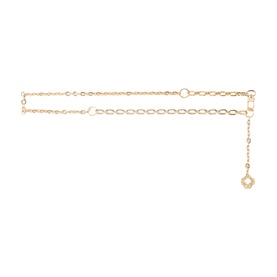 Maje gold-tone chain belt with pearl detail and floral charm drop, adjustable length, beige pearl accent