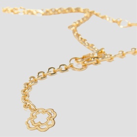 Maje gold-tone chain necklace with open flower charm pendant, beige enamel detail, chunky oval links