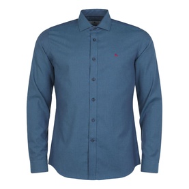 Dunross Brush Cotton Shirt in Denim Blue