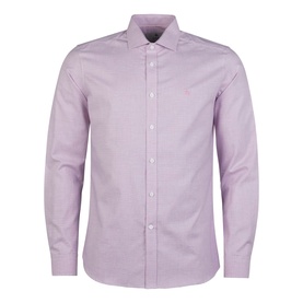 Dunross Brushed Cotton Shirt in Pink & White Micro Houndstooth