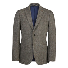 Liffey Donegal Tweed Blazer in Grey Herringbone