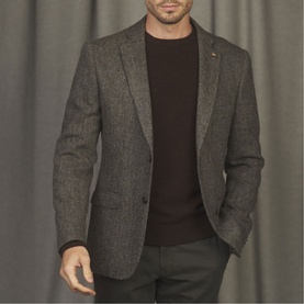 Liffey Donegal Tweed Blazer in Grey Herringbone