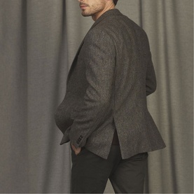 Liffey Donegal Tweed Blazer in Grey Herringbone