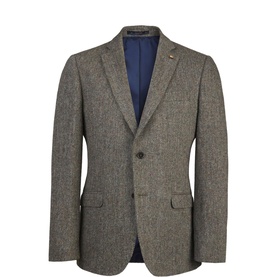 Liffey Donegal Tweed Blazer in Grey Herringbone