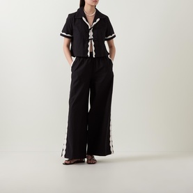 Side Stripe High-Rise Wide Leg Trousers