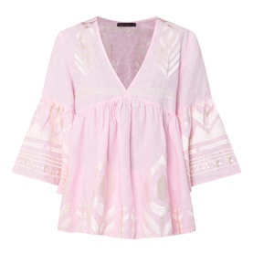 Feather Embroidered Top