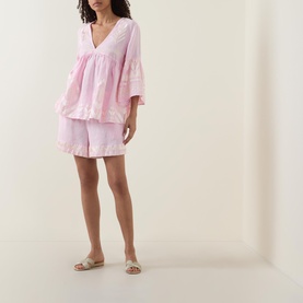 Feather Embroidered Top