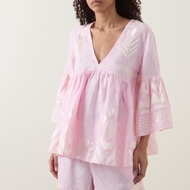 Feather Embroidered Top
