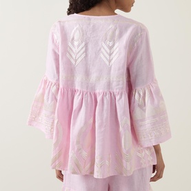 Feather Embroidered Top
